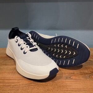 Allbirds Mens Runner Itility Sneakers White Navy Blue Athletic Shoes 9 Sample